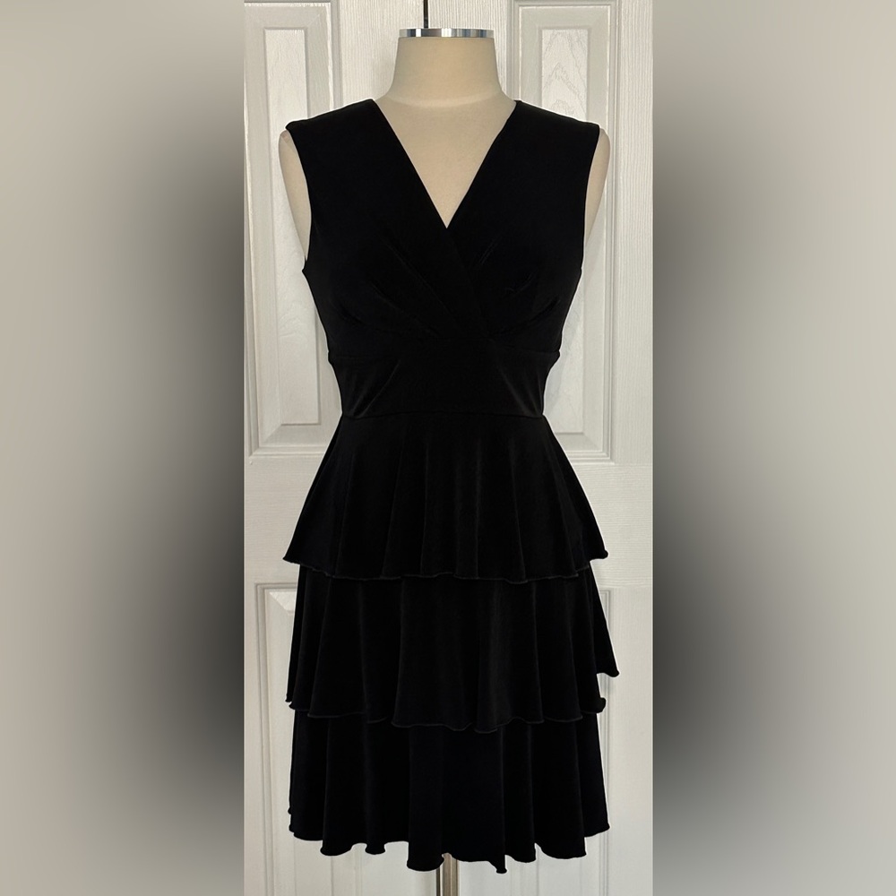 Intermission Black Tiered Dress Size 8 Pleated Bodice Sleeveless